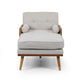 Chaise Lounger with 2 Rolled Pillows | Beige Fabric | Brown Wood 64’’ BM335440
