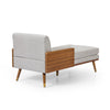Chaise Lounger with 2 Rolled Pillows | Beige Fabric | Brown Wood 64’’ BM335440