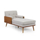 Chaise Lounger with 2 Rolled Pillows | Beige Fabric | Brown Wood 64"