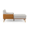 Chaise Lounger with 2 Rolled Pillows | Beige Fabric | Brown Wood 64"