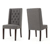Nathan Dining Chair Set of 2 | Dark Brown Wood | Tufted Gray Wingback