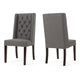 Nathan Dining Chair Set of 2 | Dark Brown Wood | Tufted Gray Wingback