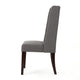 Nathan Dining Chair Set of 2 | Dark Brown Wood | Tufted Gray Wingback BM335441