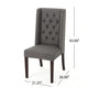 Nathan Dining Chair Set of 2 | Dark Brown Wood | Tufted Gray Wingback BM335441