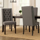 Nathan Dining Chair Set of 2 | Dark Brown Wood | Tufted Gray Wingback