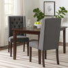 Nathan Dining Chair Set of 2 | Dark Brown Wood | Tufted Gray Wingback