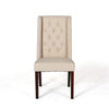 Nathan Dining Chair Set of 2 | Dark Brown | Tufted Beige Wingback