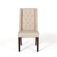 Nathan Dining Chair Set of 2 | Dark Brown | Tufted Beige Wingback