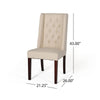 Nathan Dining Chair Set of 2 | Dark Brown | Tufted Beige Wingback