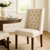 Nathan Dining Chair Set of 2 | Dark Brown | Tufted Beige Wingback