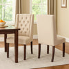 Nathan Dining Chair Set of 2 | Dark Brown | Tufted Beige Wingback