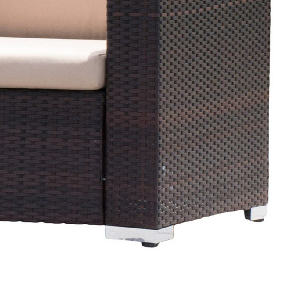 Orene Outdoor Chair Set of 2 | Brown Rattan | Tan Waterproof Fabric