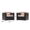 Orene Outdoor Chair Set of 2 | Brown Rattan | Tan Waterproof Fabric