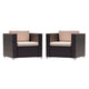 Orene Outdoor Chair Set of 2 | Brown Rattan | Tan Waterproof Fabric