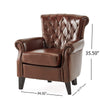 Ranlin Accent Club Chair | Tufted Chestnut Brown Leather | Wood 35’’ BM335445