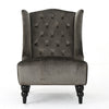 Tesy High Back Accent Club Chair | Gray Tufted Velvet | Black Wood BM335446