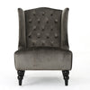 Tesy High Back Accent Club Chair | Gray Tufted Velvet | Black Wood
