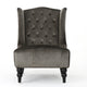 Tesy High Back Accent Club Chair | Gray Tufted Velvet | Black Wood