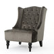 Tesy High Back Accent Club Chair | Gray Tufted Velvet | Black Wood