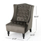 Tesy High Back Accent Club Chair | Gray Tufted Velvet | Black Wood BM335446