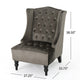 Tesy High Back Accent Club Chair | Gray Tufted Velvet | Black Wood