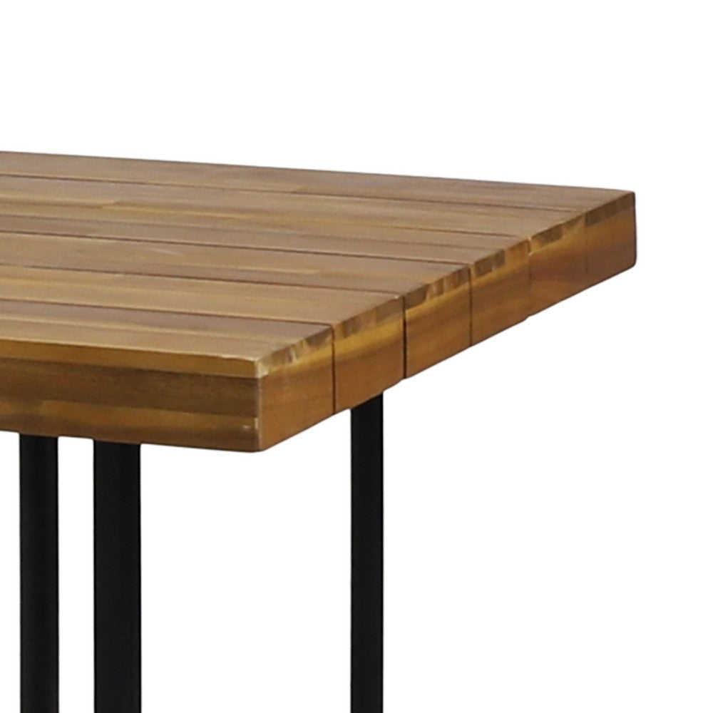 Niyan Outdoor Dining Table | Brown Wood Top | Black Metal Base | 72’’ BM335447