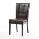 Brenda Dining Chair Set of 2 | Chocolate Brown Tufted Faux Leather