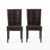Brenda Dining Chair Set of 2 | Chocolate Brown Tufted Faux Leather