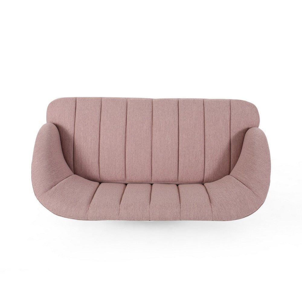 Buno Loveseat | Blush Pink Tufted Polyester | Metal Hairpin Legs 50"
