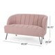 Buno Loveseat | Blush Pink Tufted Polyester | Metal Hairpin Legs 50"