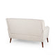 Loveseat | Beige Button Tufted Fabric | Retro Brown Solid Wood | 57"
