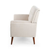 Loveseat | Beige Button Tufted Fabric | Retro Brown Solid Wood | 57"