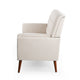 Loveseat | Beige Button Tufted Fabric | Retro Brown Solid Wood | 57"