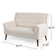 Loveseat | Beige Button Tufted Fabric | Retro Brown Solid Wood | 57"