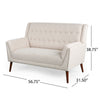 Loveseat | Beige Button Tufted Fabric | Retro Brown Solid Wood | 57’’ BM335451