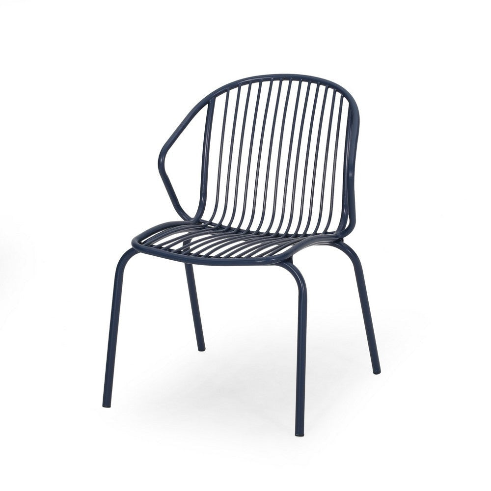 Osto Outdoor Side Chair Set of 2 | Navy Blue Iron Frames | Sleek Legs