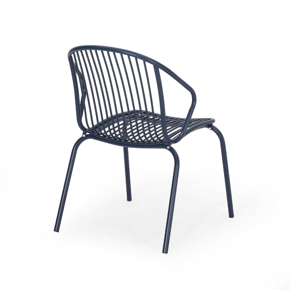 Osto Outdoor Side Chair Set of 2 | Navy Blue Iron Frames | Sleek Legs