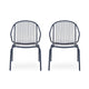 Osto Outdoor Side Chair Set of 2 | Navy Blue Iron Frames | Sleek Legs