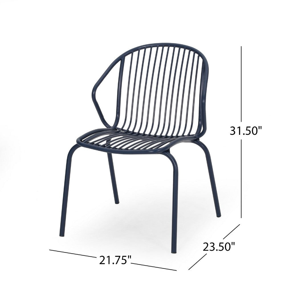 Osto Outdoor Side Chair Set of 2 | Navy Blue Iron Frames | Sleek Legs
