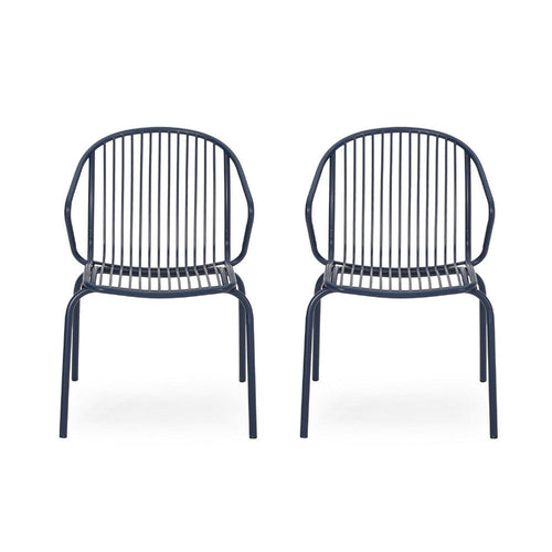 Osto Outdoor Side Chair Set of 2 | Navy Blue Iron Frames | Sleek Legs