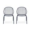Osto Outdoor Side Chair Set of 2 | Navy Blue Iron Frames | Sleek Legs