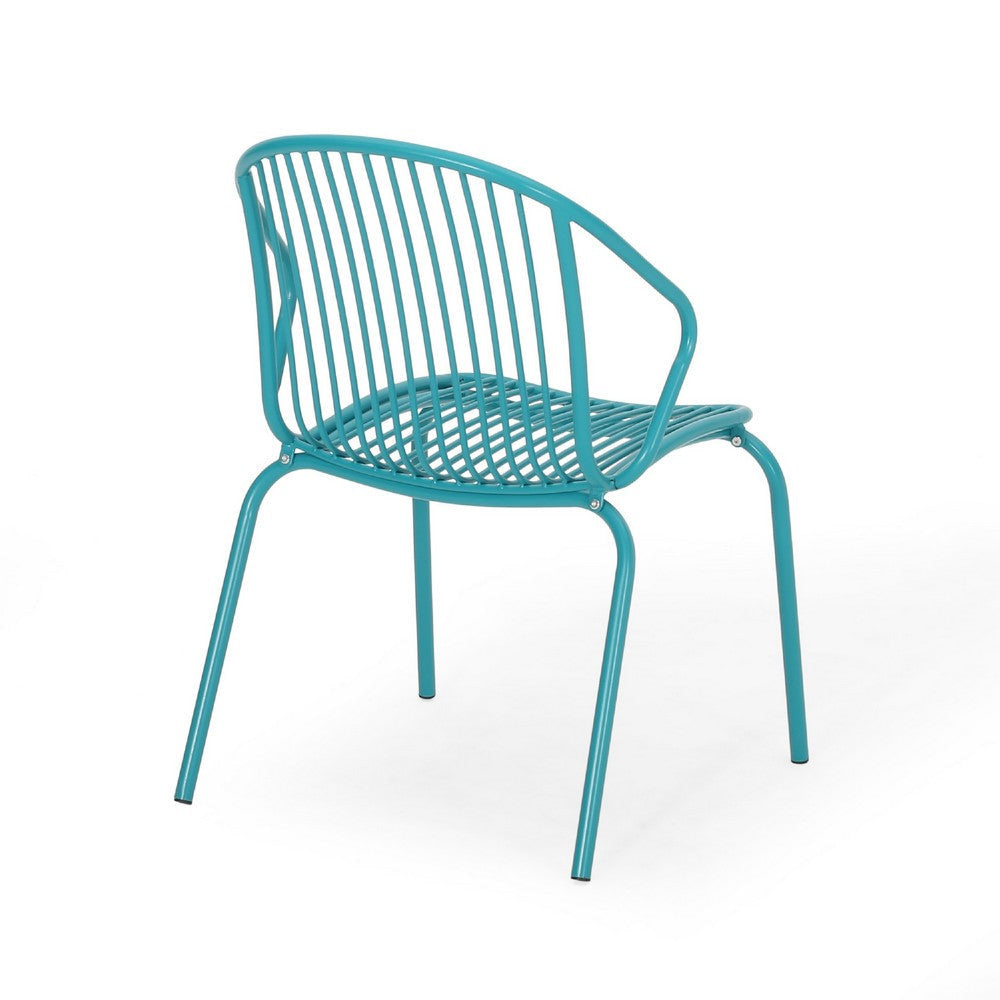 Osto Outdoor Side Chair Set of 2 | Teal Blue Iron Frames | Sleek Legs