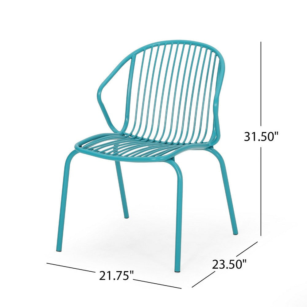 Osto Outdoor Side Chair Set of 2 | Teal Blue Iron Frames | Sleek Legs