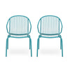 Osto Outdoor Side Chair Set of 2 | Teal Blue Iron Frames | Sleek Legs