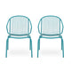 Osto Outdoor Side Chair Set of 2 | Teal Blue Iron Frames | Sleek Legs