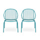 Osto Outdoor Side Chair Set of 2 | Teal Blue Iron Frames | Sleek Legs