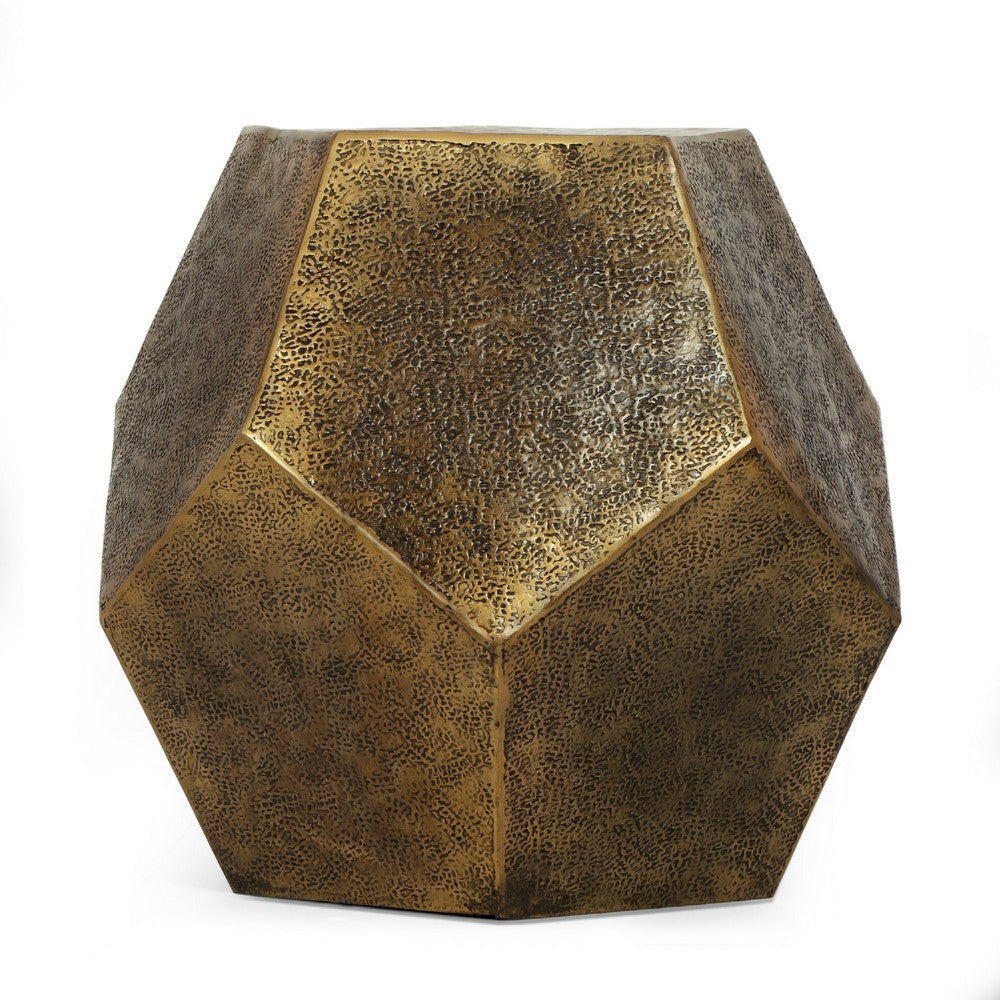 Hexagonal End Table | Gold Aluminium Frame Textured Surface | 20’’ BM335456