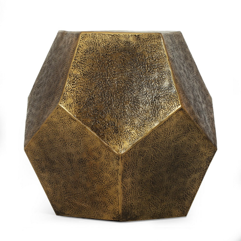 Hexagonal End Table | Gold Aluminium Frame Textured Surface | 20"