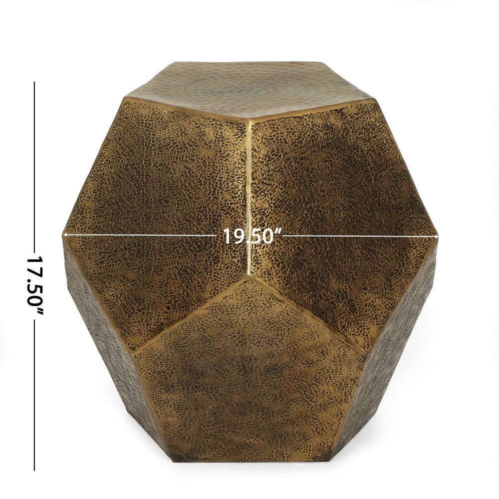 Hexagonal End Table | Gold Aluminium Frame Textured Surface | 20"