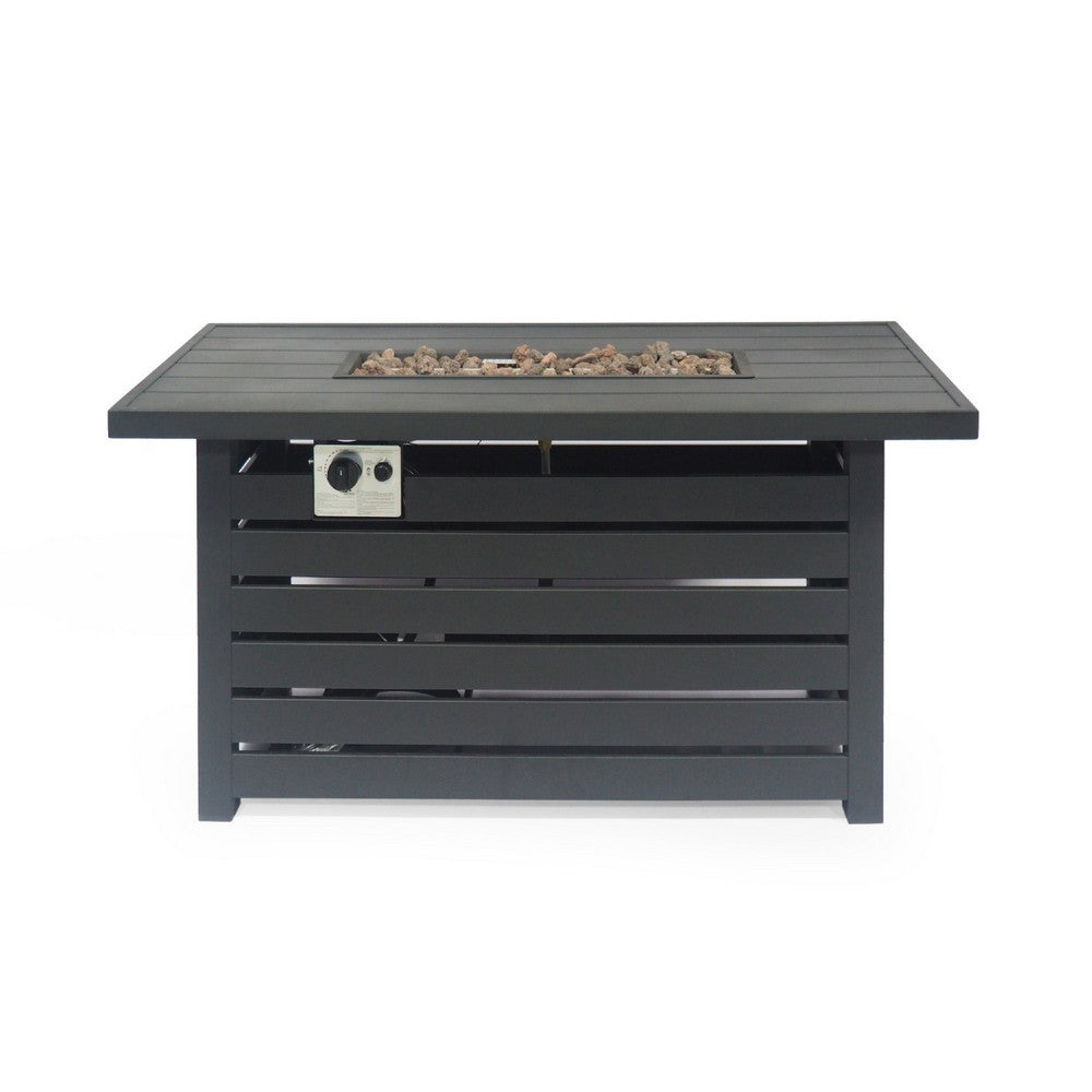 Outdoor Fire Pit | Black Iron | Inner Propane Gas Tank Storage | 47"